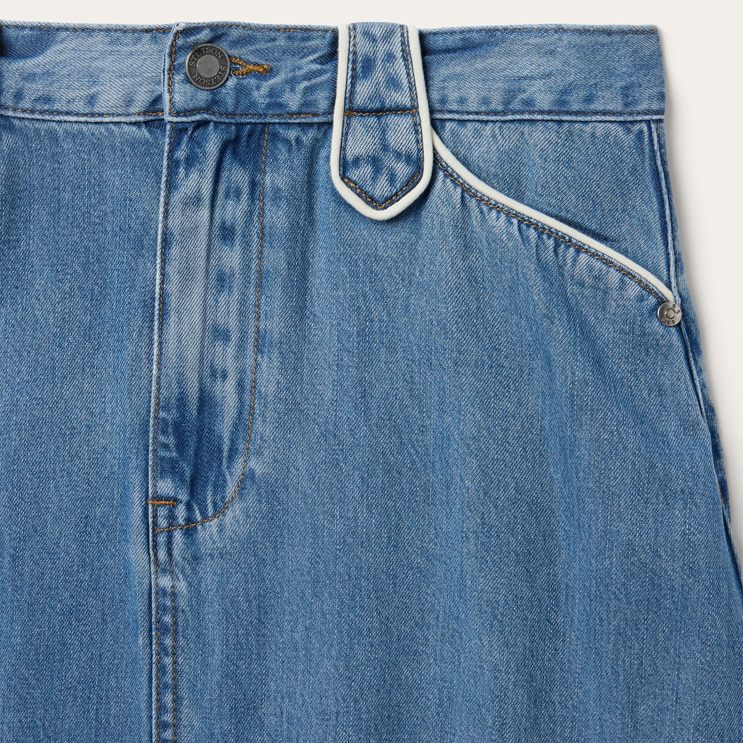 A-Line Piped Denim Skirt - Image 3