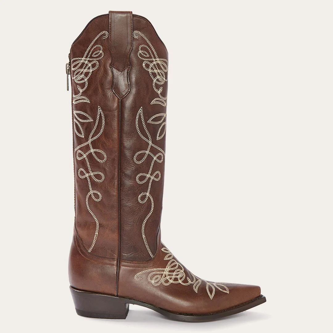 Adeline Burnished Brown Back Zip Cowboy Boot - Image 4