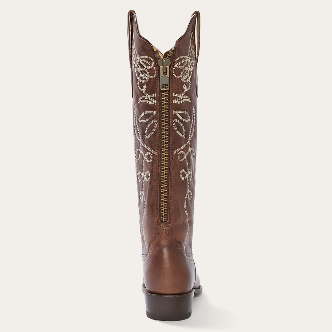 Adeline Burnished Brown Back Zip Cowboy Boot - Image 6