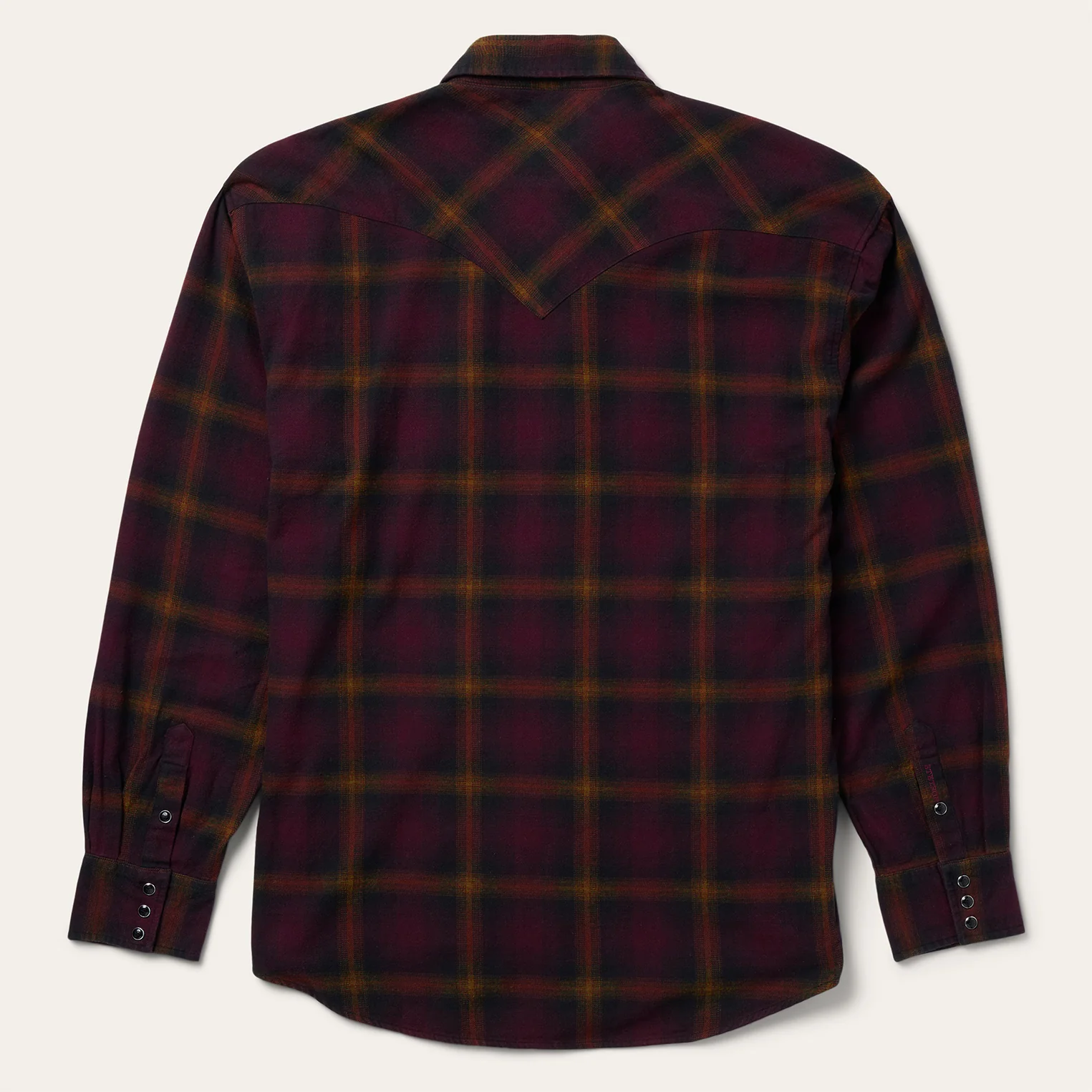 Black Wine Plaid Flannel Western Shirt - Image 2