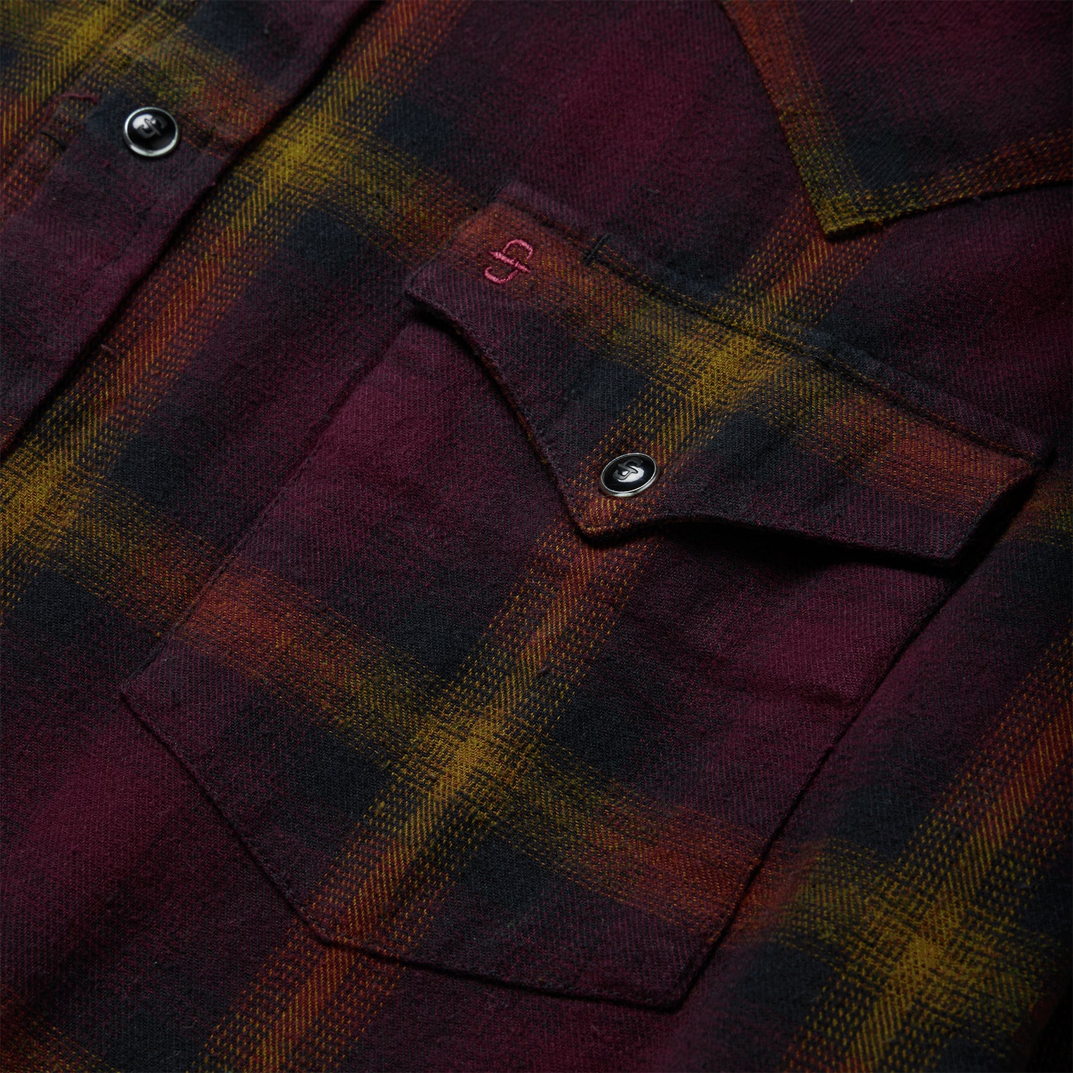 Black Wine Plaid Flannel Western Shirt - Image 4
