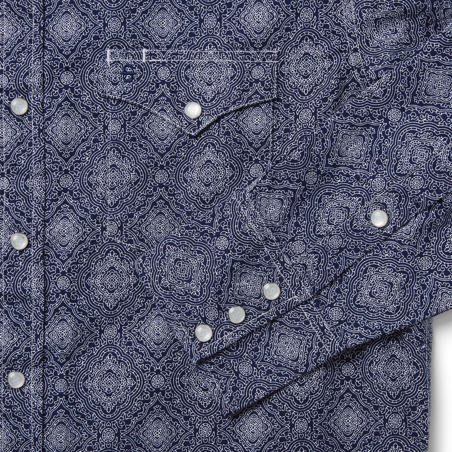 Blue Medallion Print Western Shirt - Image 5