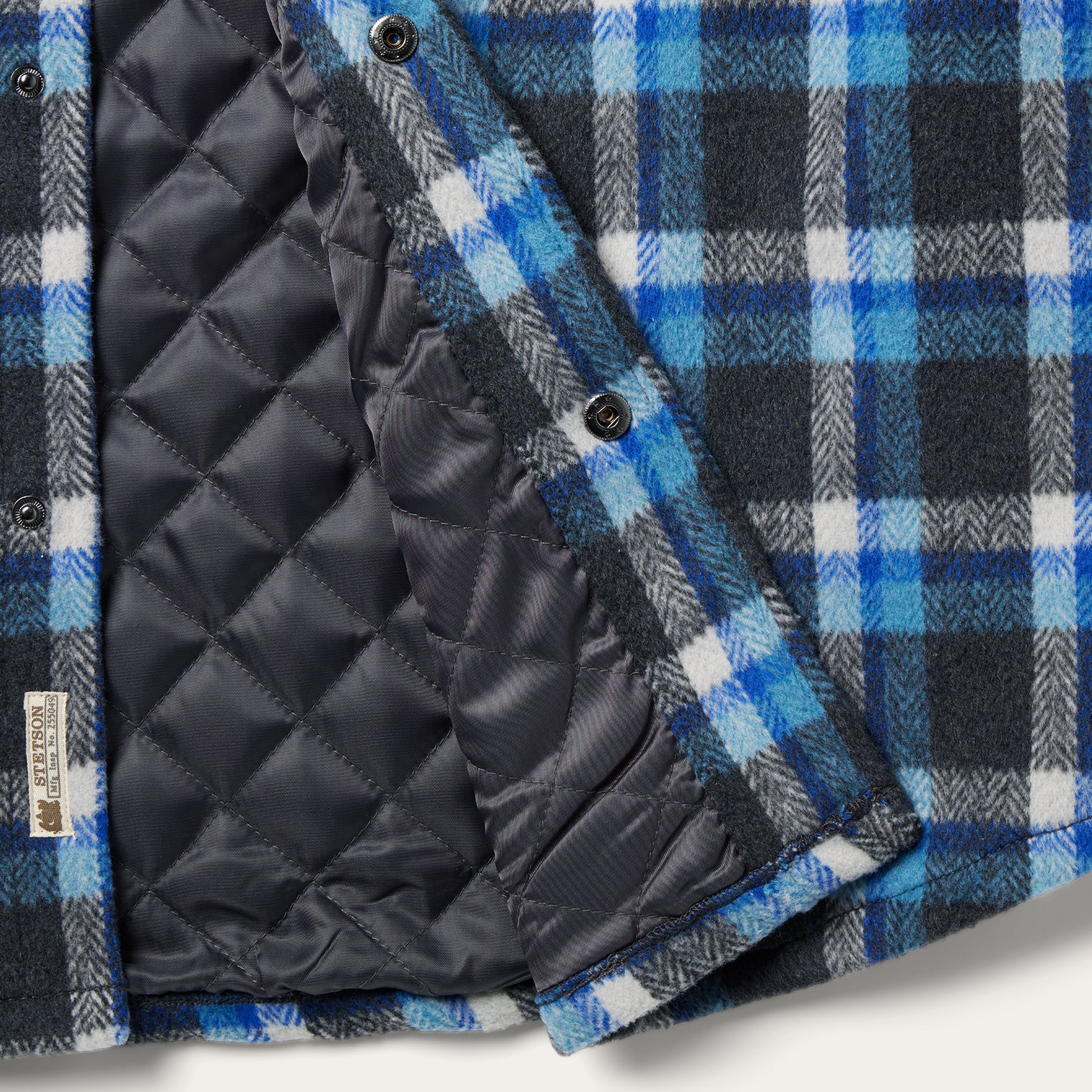 Blue Plaid Quilted Shirt Jacket - Image 5