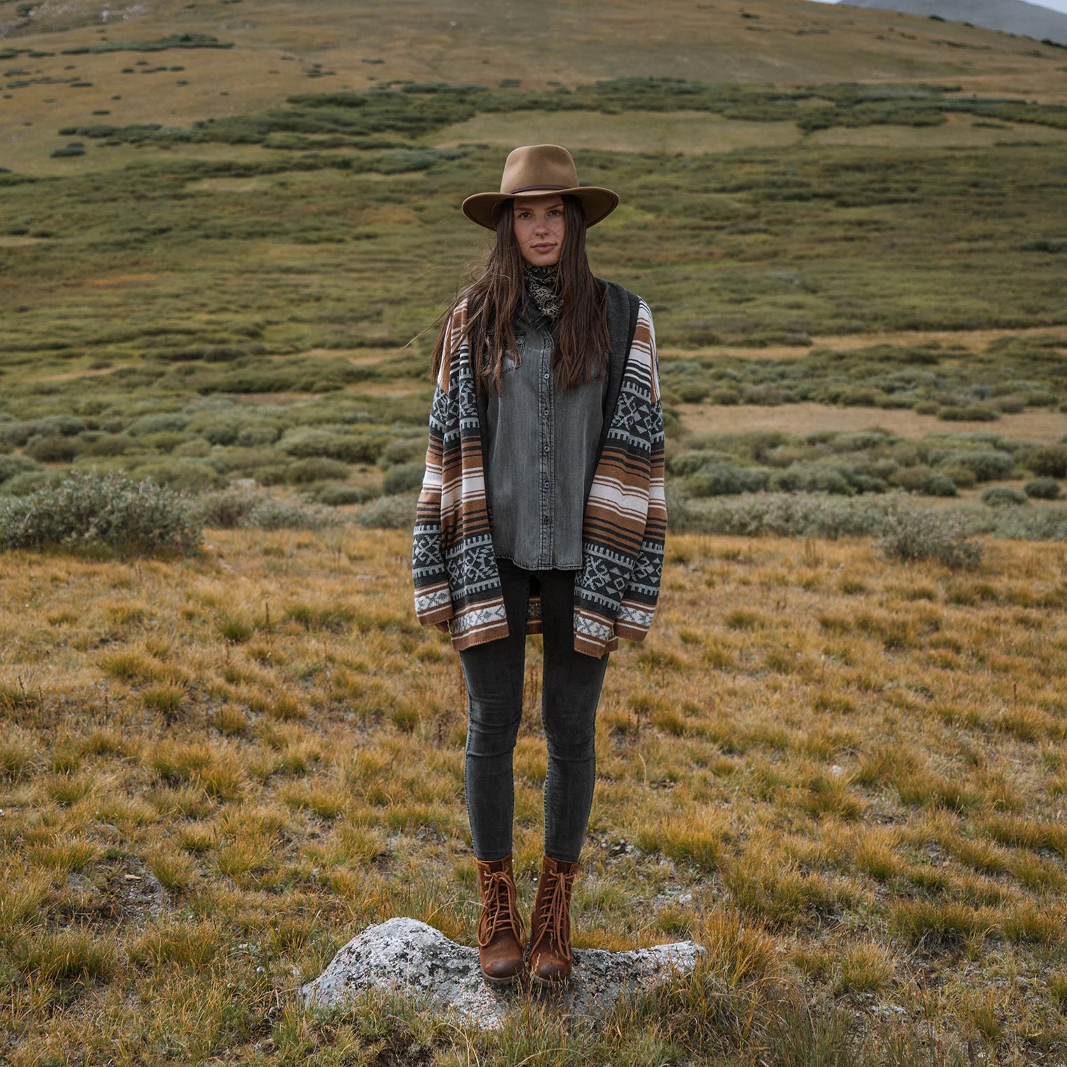 Brown Serape Belted Cardigan - Image 2