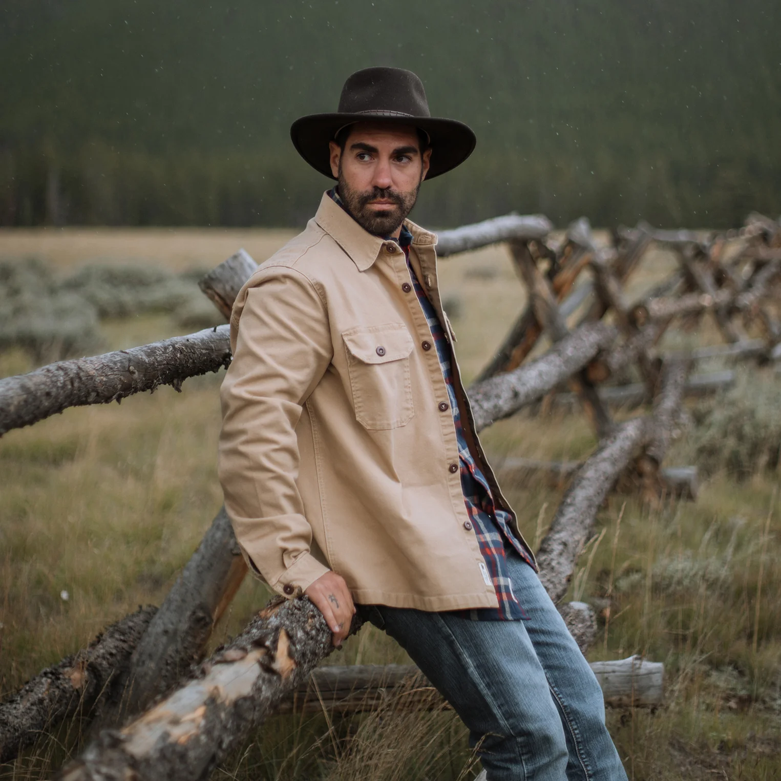 Camel Stretch Canvas Shirt Jacket - Image 5
