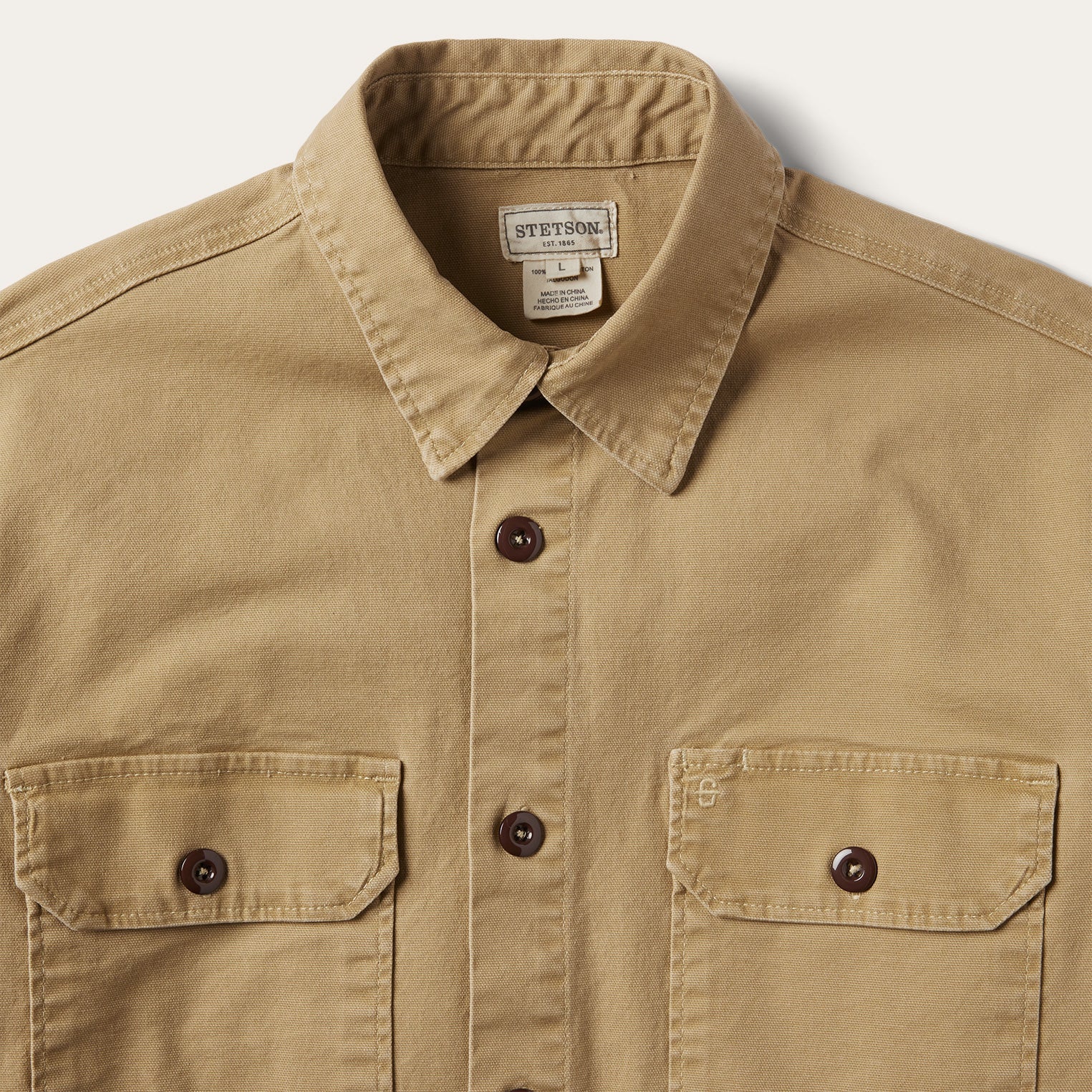 Camel Stretch Canvas Shirt Jacket - Image 7