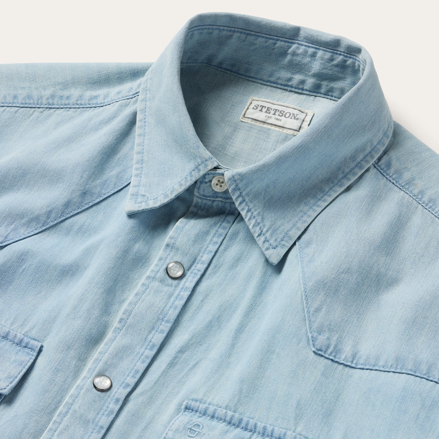 Chambray Oxford Short Sleeve Western Shirt - Image 5