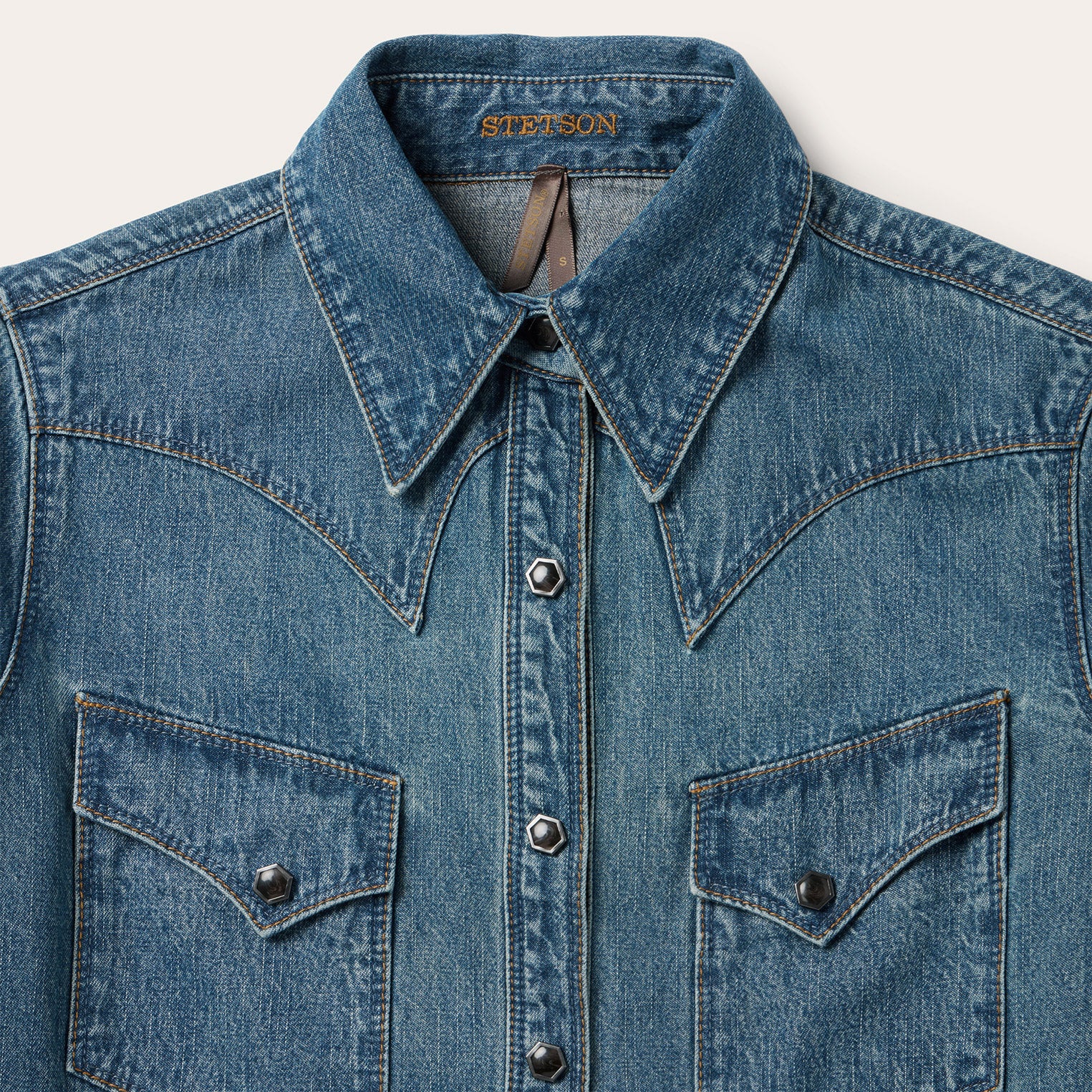 Chocolate Snap Western Denim Shirt - Image 3