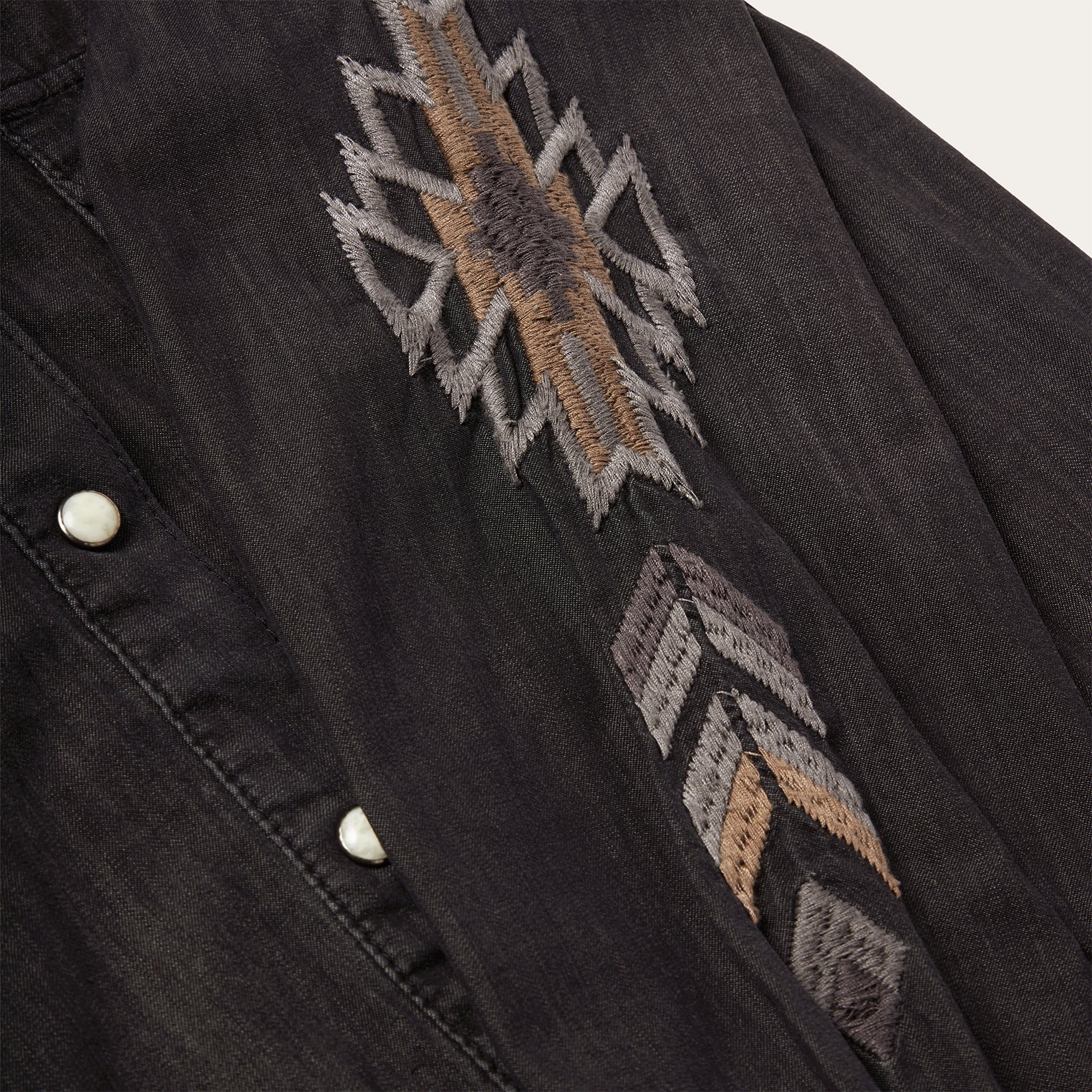 Embroidered Black Denim Shirt - Image 5