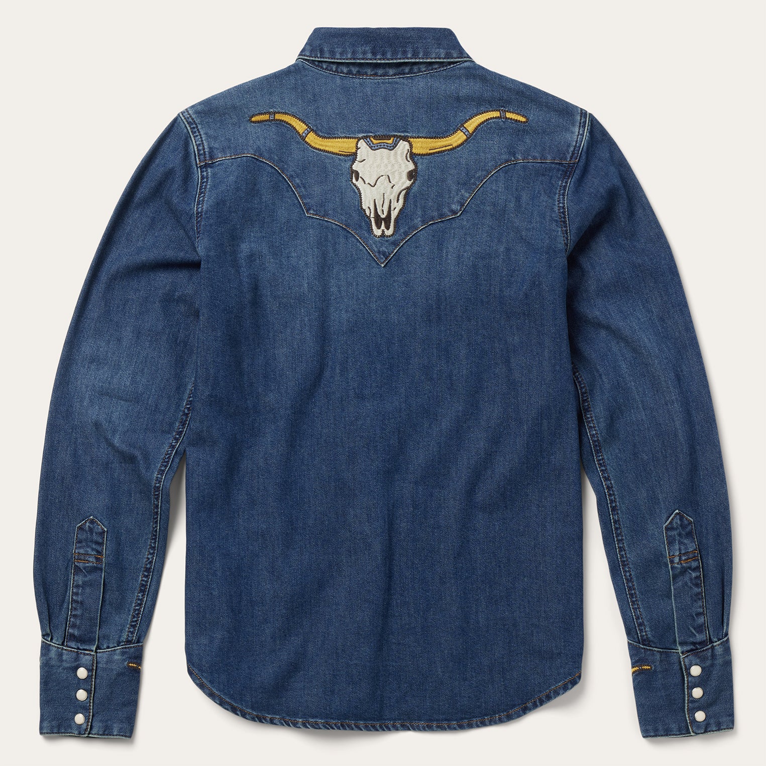 Embroidered Dark Denim Western Shirt - Image 2
