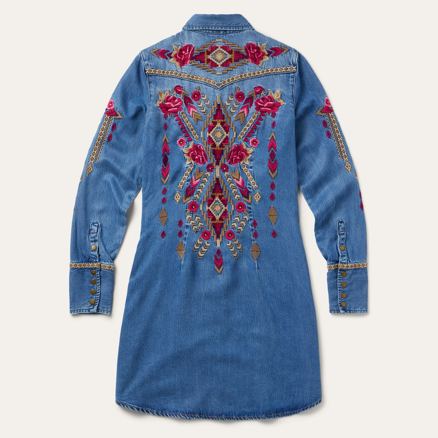 Embroidered Denim Shirt Dress - Image 2