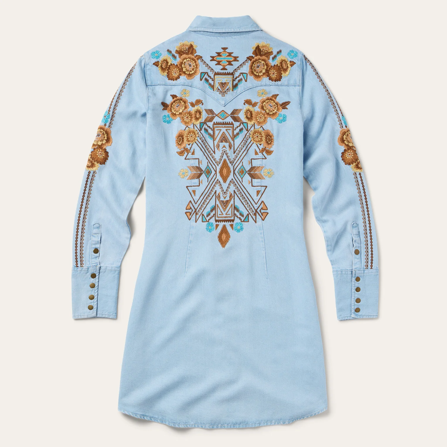 Embroidered Denim Shirt Dress - Image 2