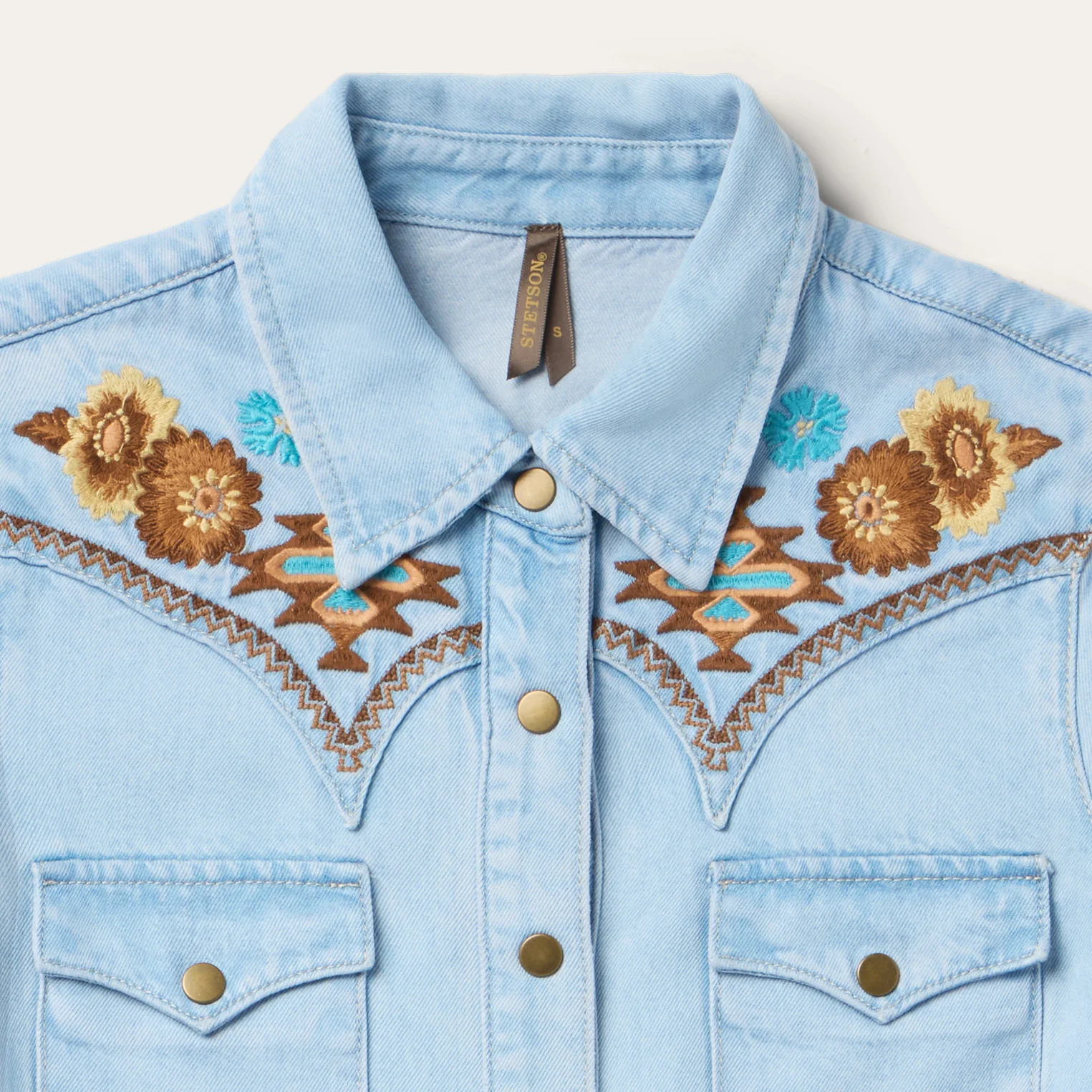 Embroidered Denim Shirt Dress - Image 3
