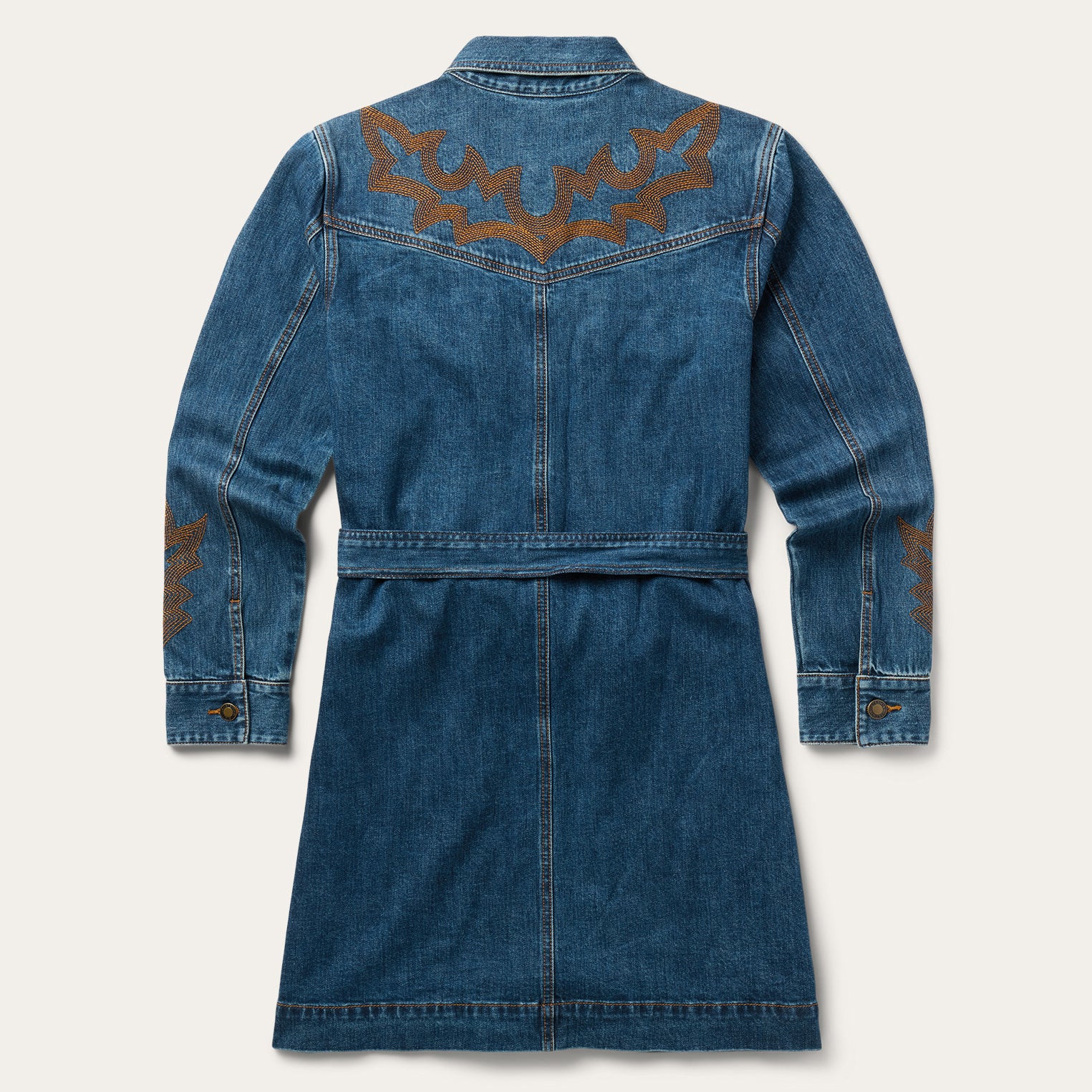 Embroidered Stretch Denim Shirt Dress - Image 2