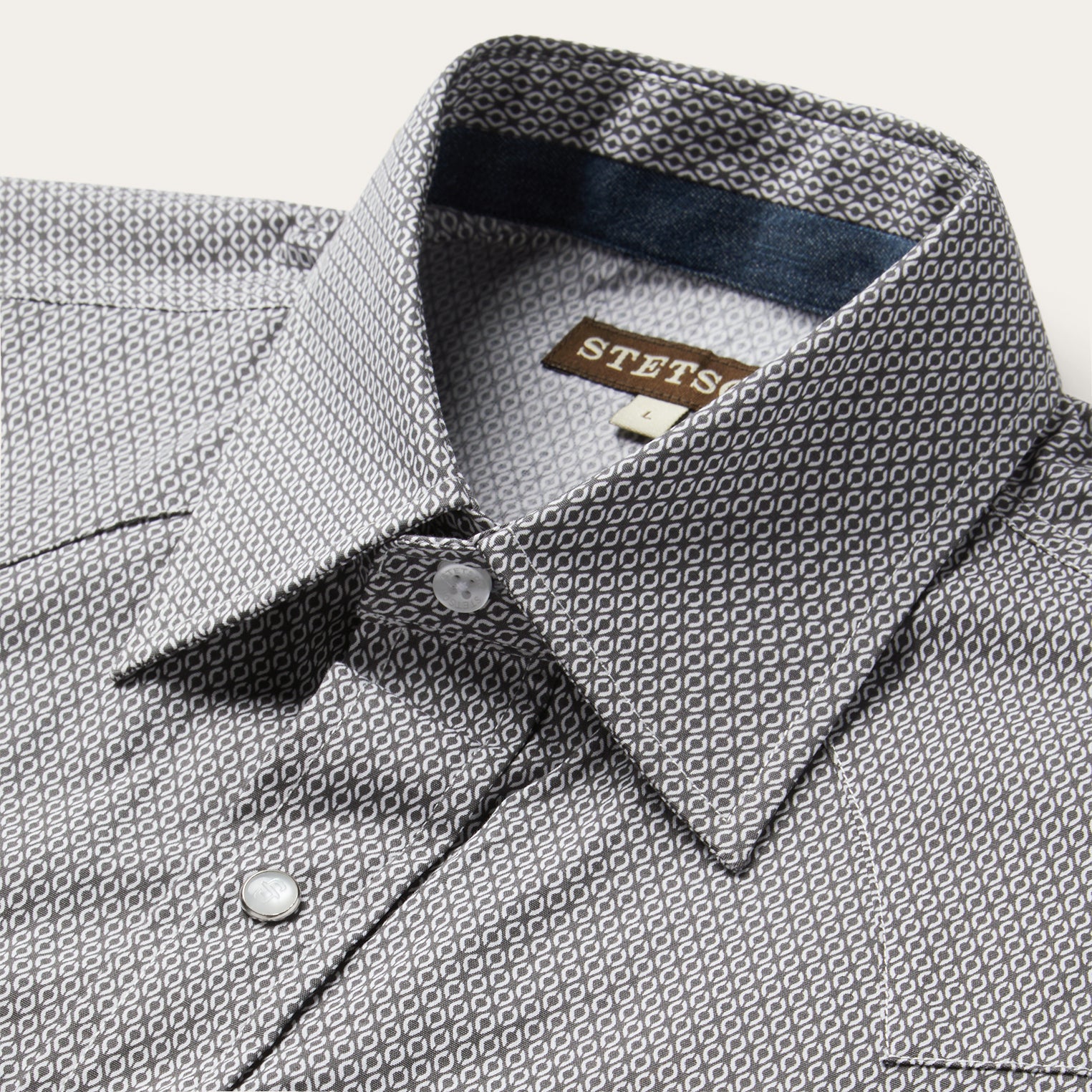 Grey Geo Print Western Shirt - Image 3