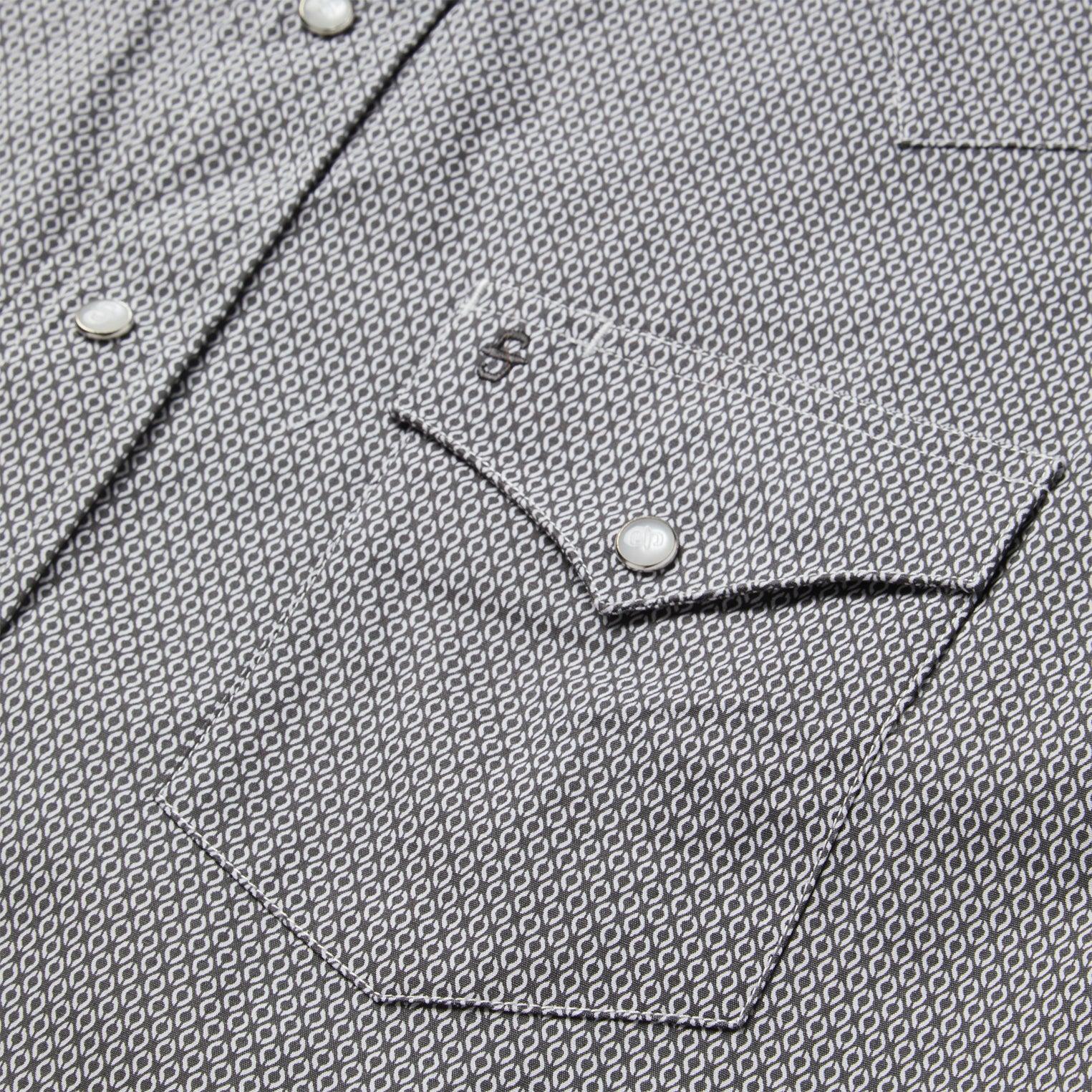 Grey Geo Print Western Shirt - Image 4