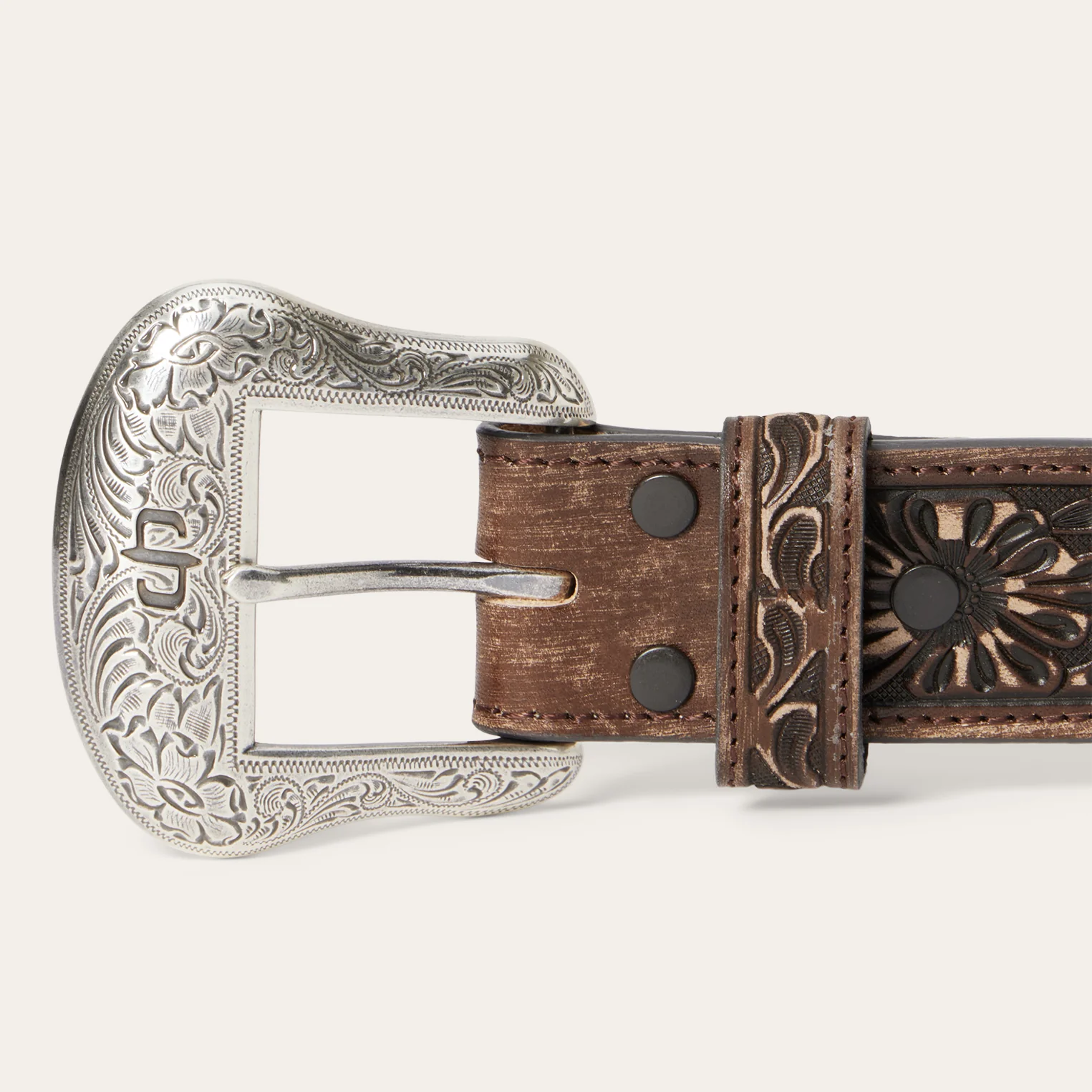 Hair-on-Hide Tooled Tab Belt - Image 6