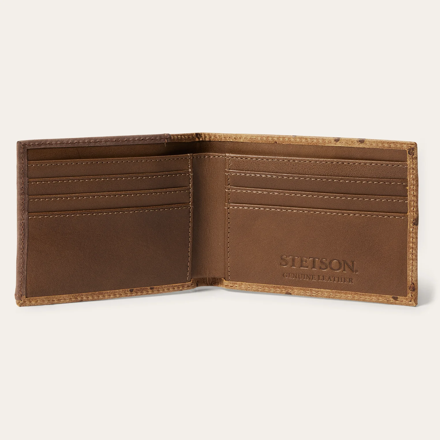 Tooled Embossed Ostrich Bi-Fold Wallet - Image 4