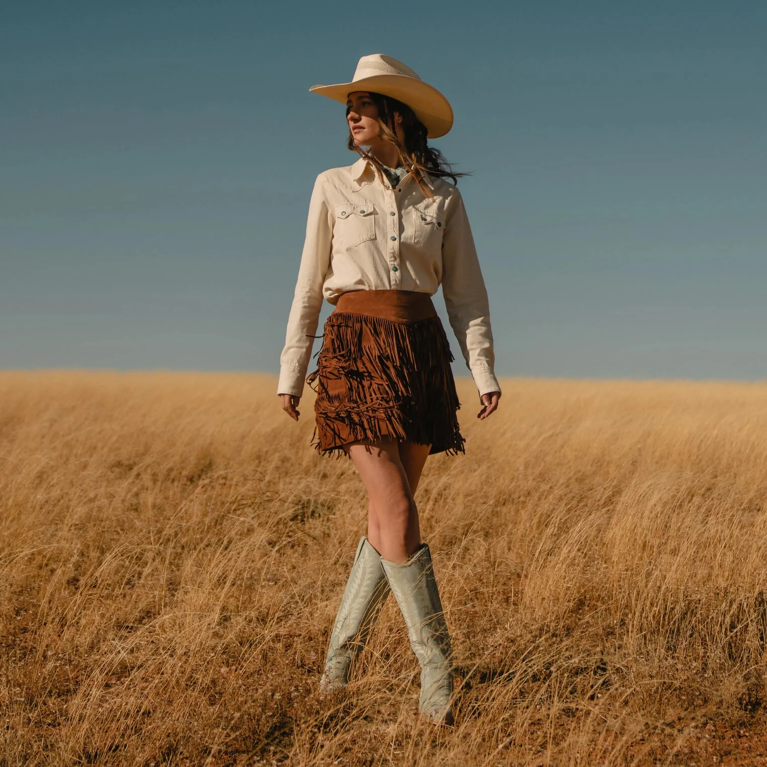 Lamb Suede Fringe Mini Skirt - Image 2
