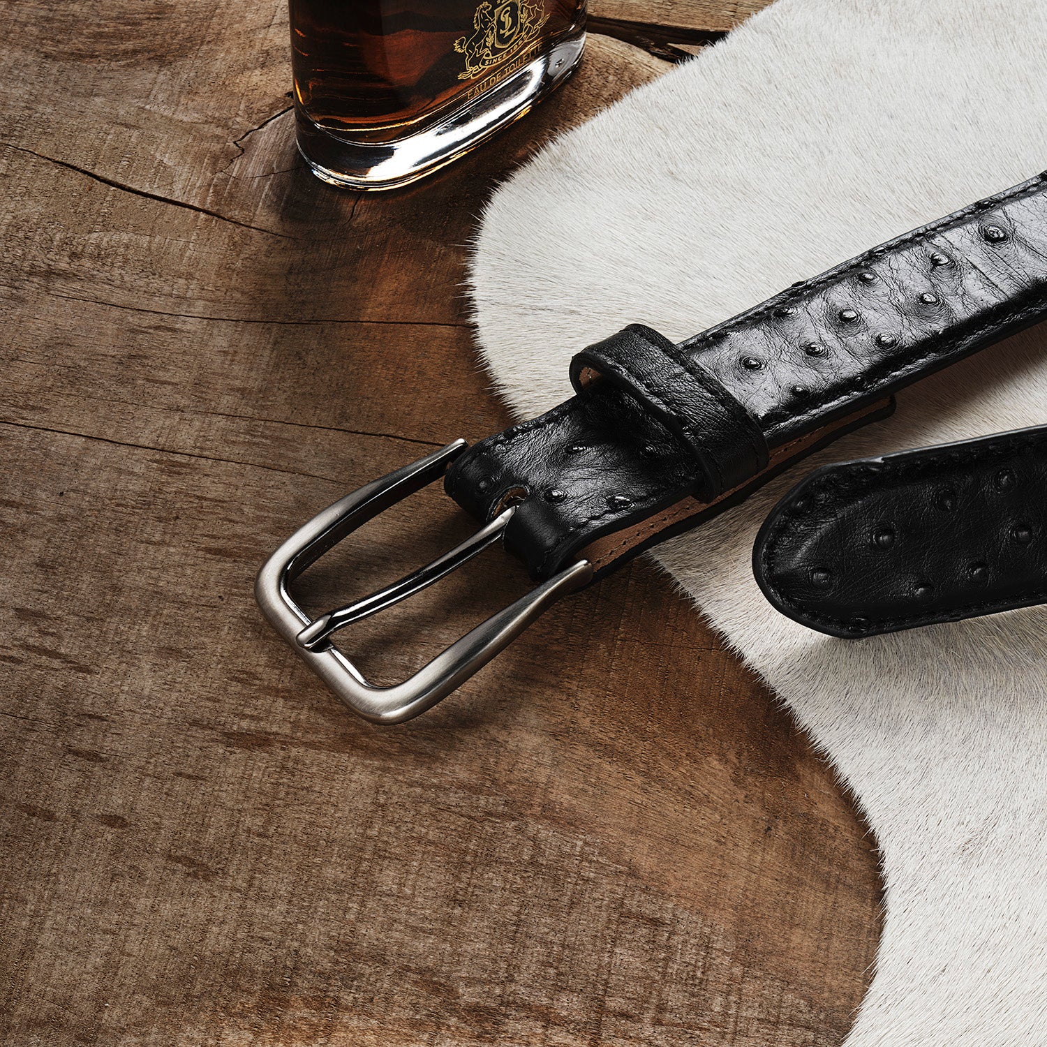 Ostrich Western Tab Belt - 1 1/4" Width - Image 2