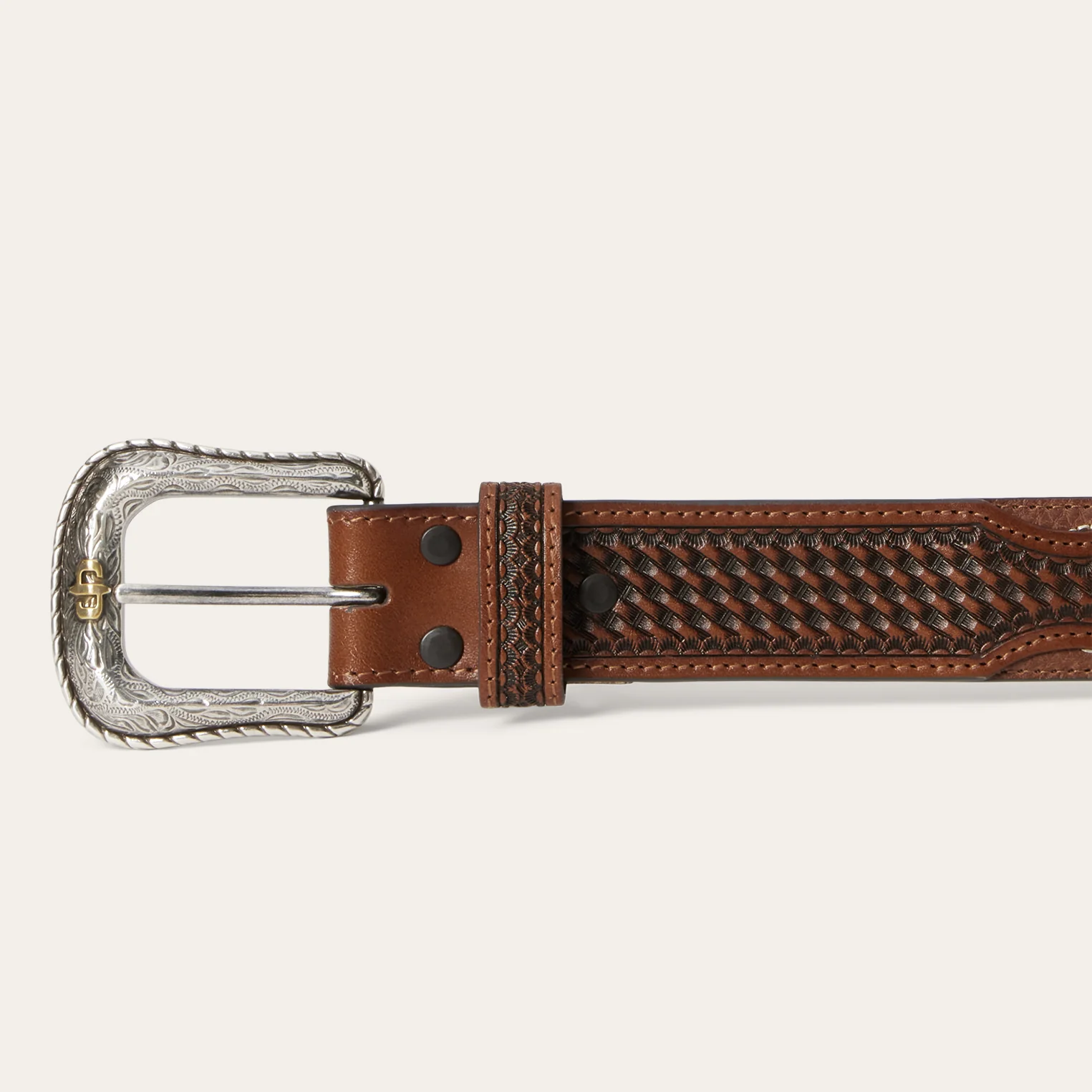 Pebble Leather Basket Weave Tabs Belt - Image 4