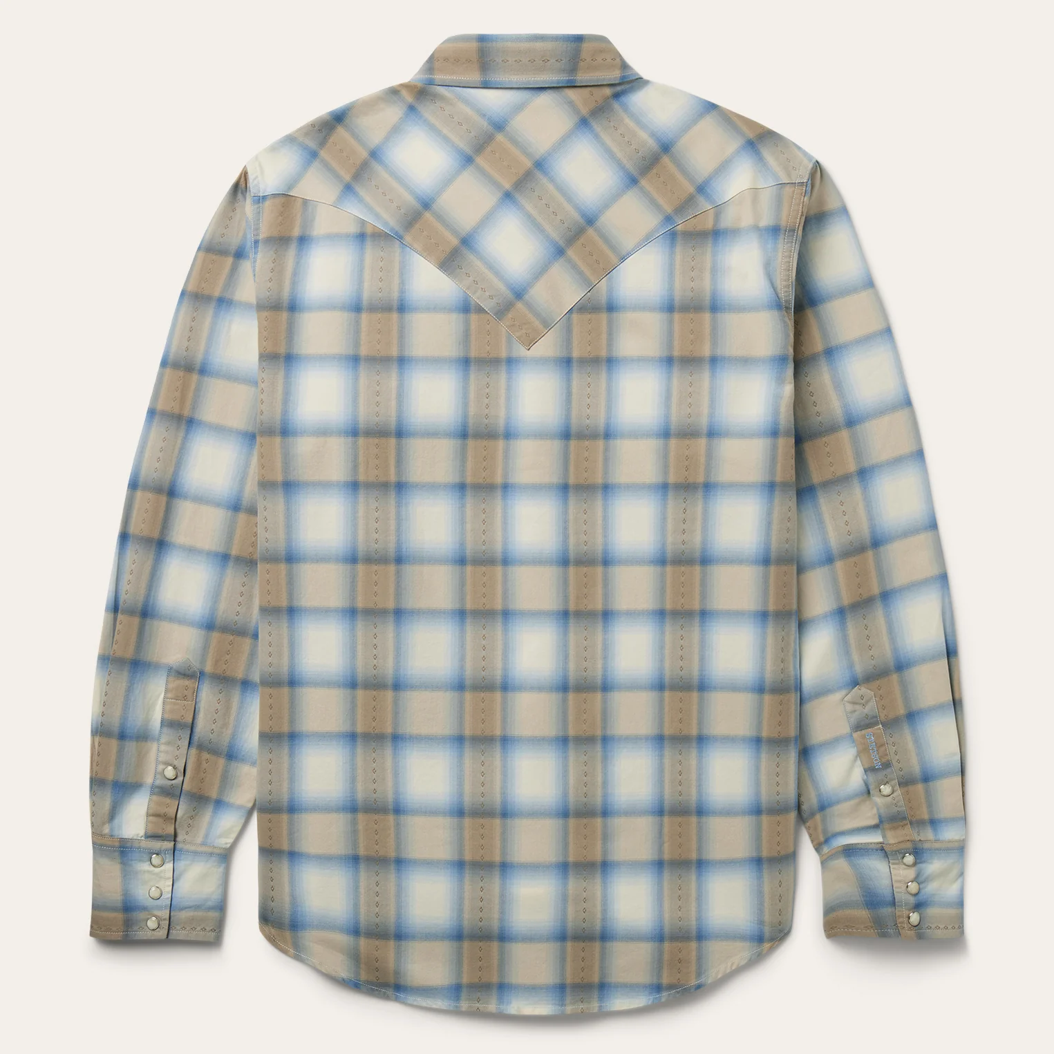 Sand Plaid Dobby Western Shirt - Image 3