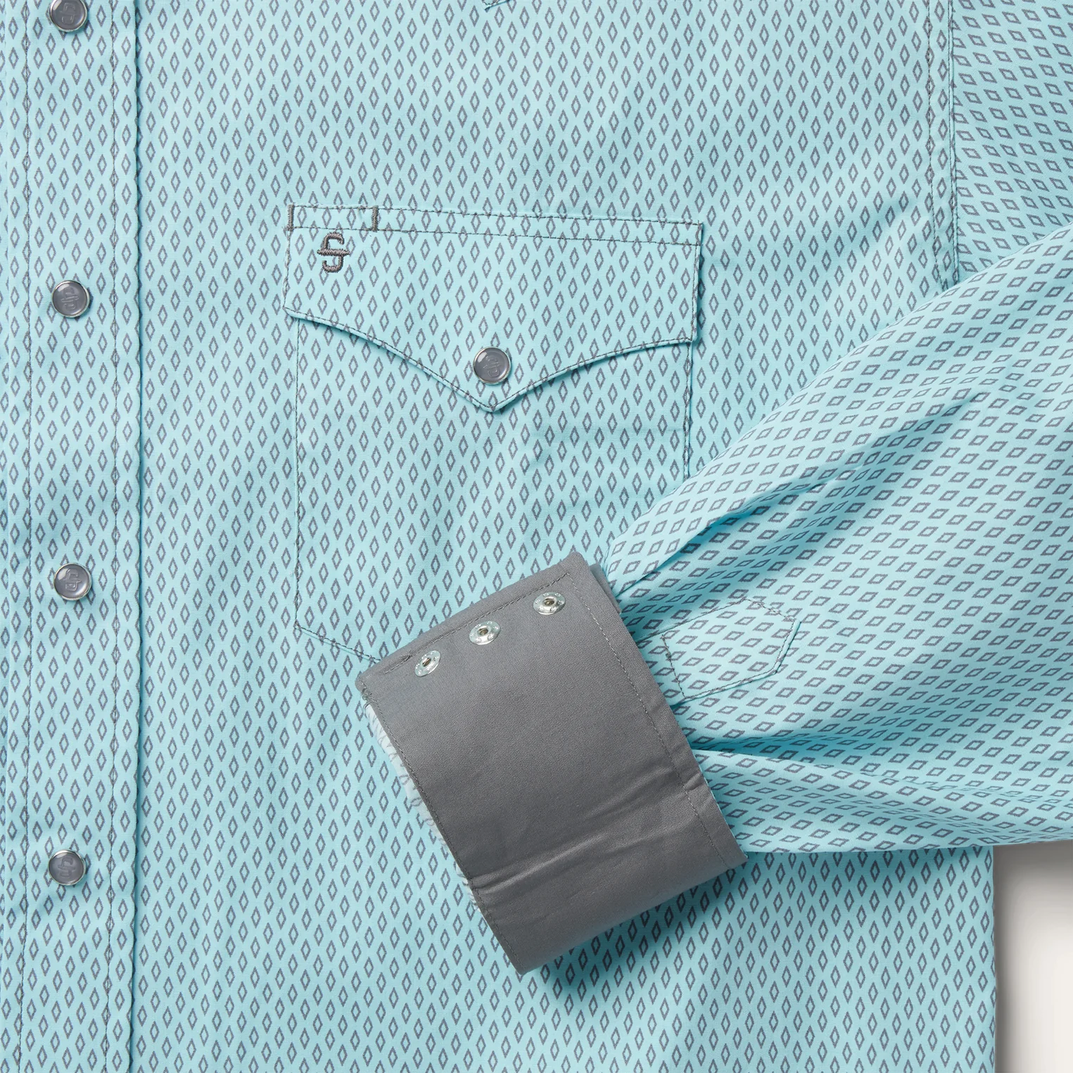 Silver Diamond Neat Print Western Shirt - Image 5