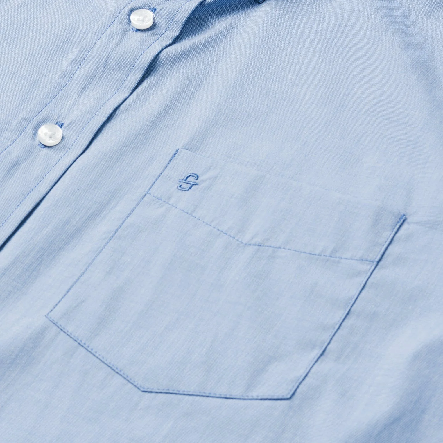Blue Solid One-Pocket Snap-Front Shirt - Image 4