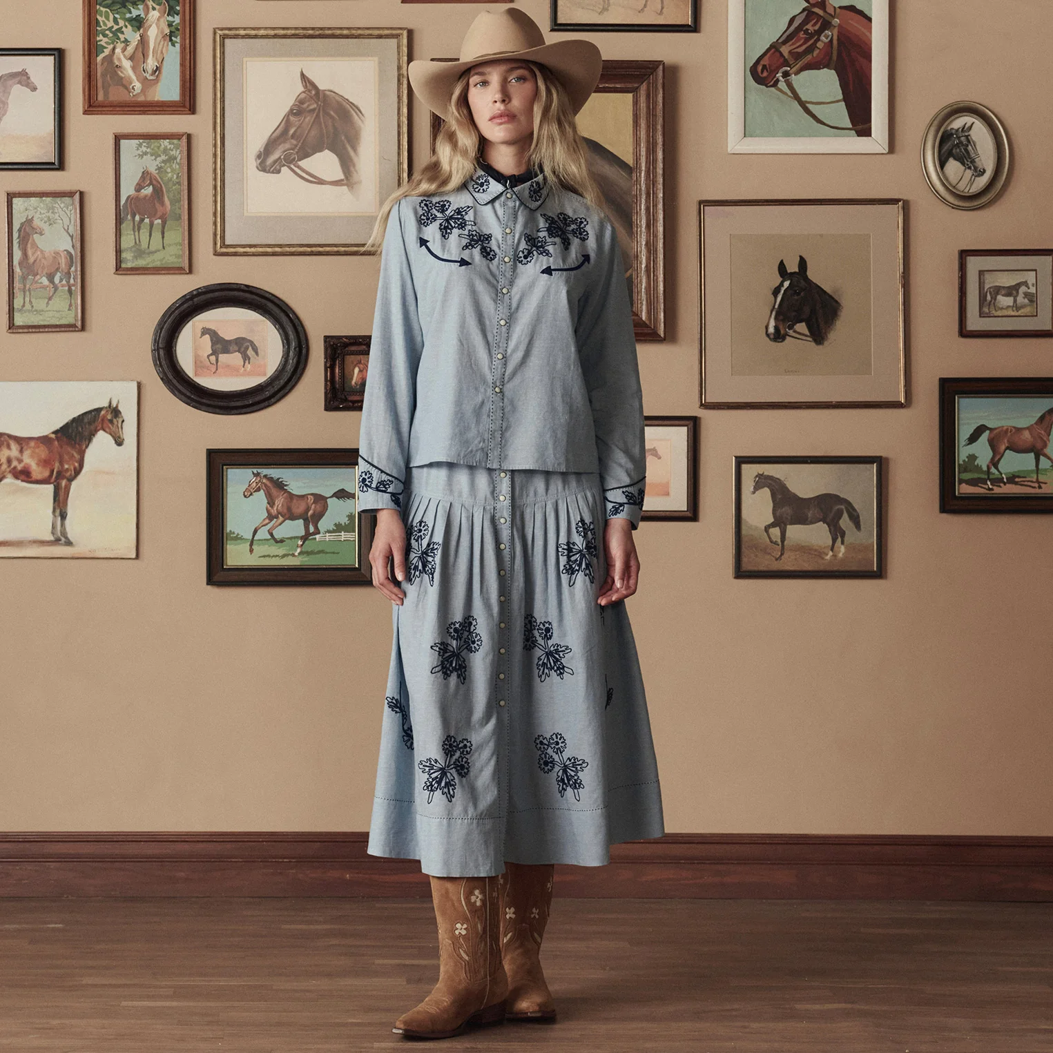 Stetson & THE GREAT. The Chambray Embroidered Western Shirt - Image 2
