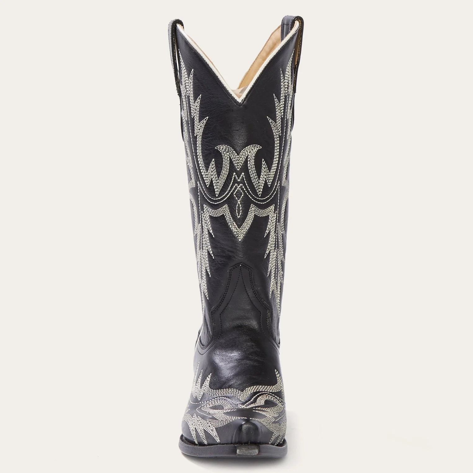 Tina Black & White Flame Embroidered Cowboy Boot - Image 6