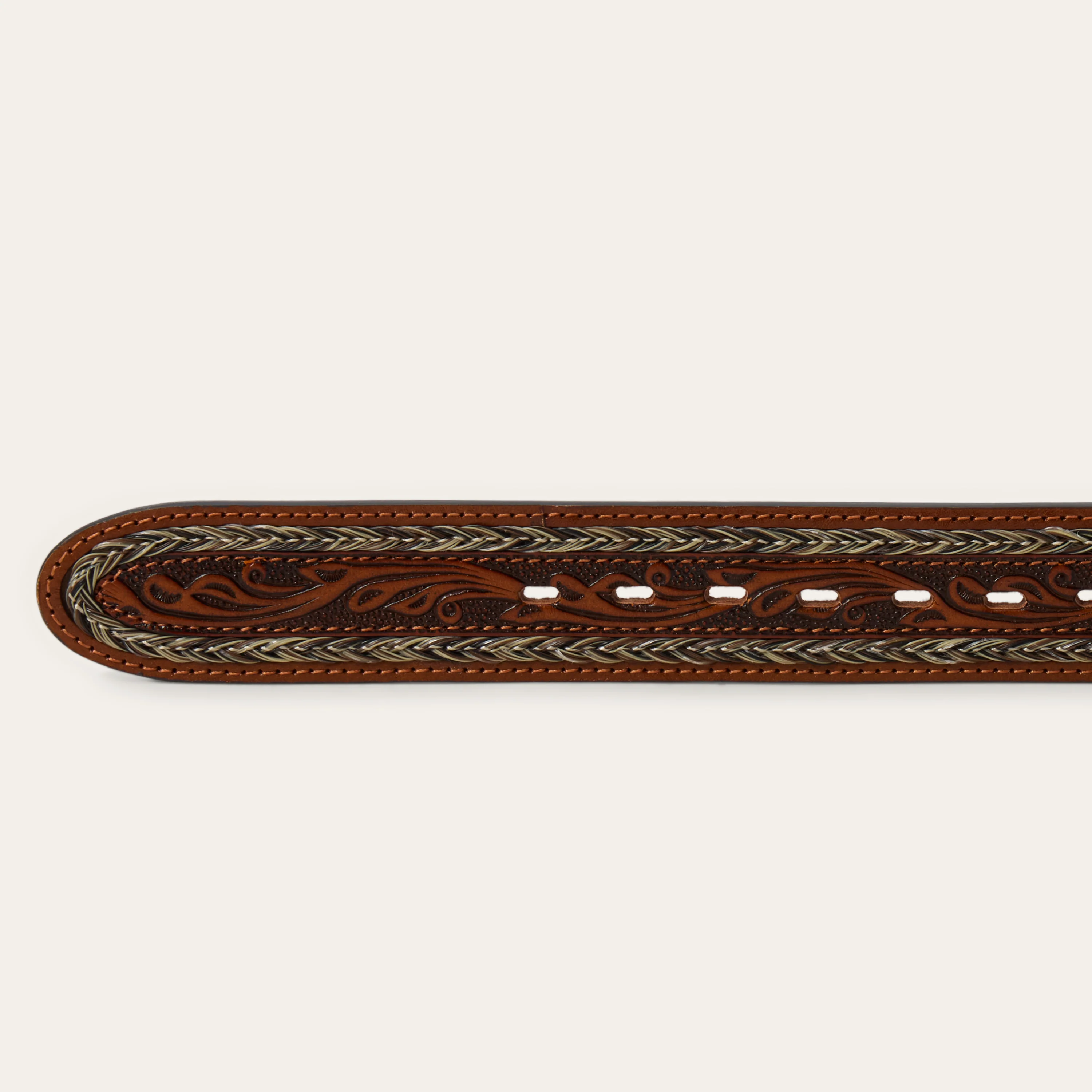 Tooled Horse Hair Braided Edge Belt - Image 3