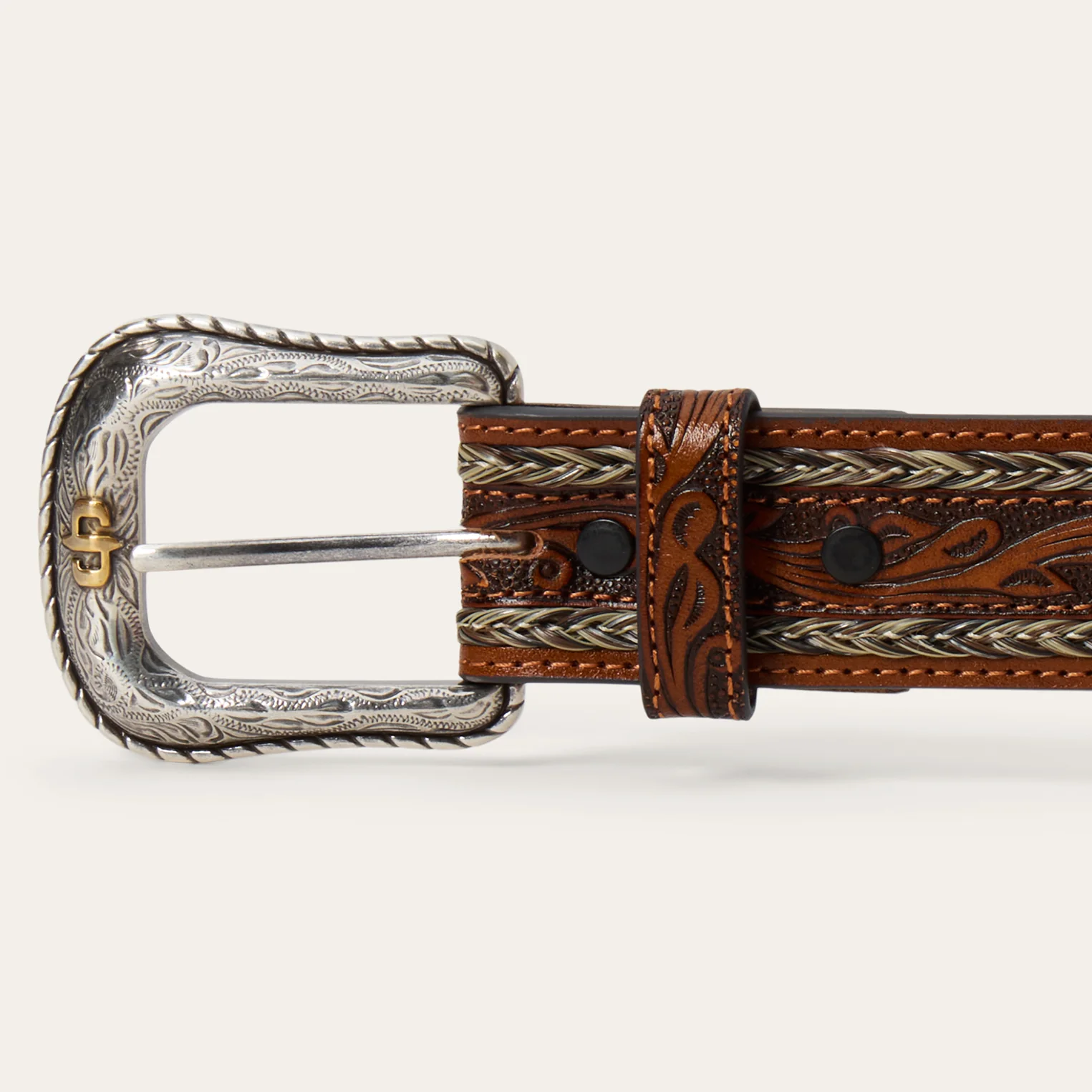 Tooled Horse Hair Braided Edge Belt - Image 4