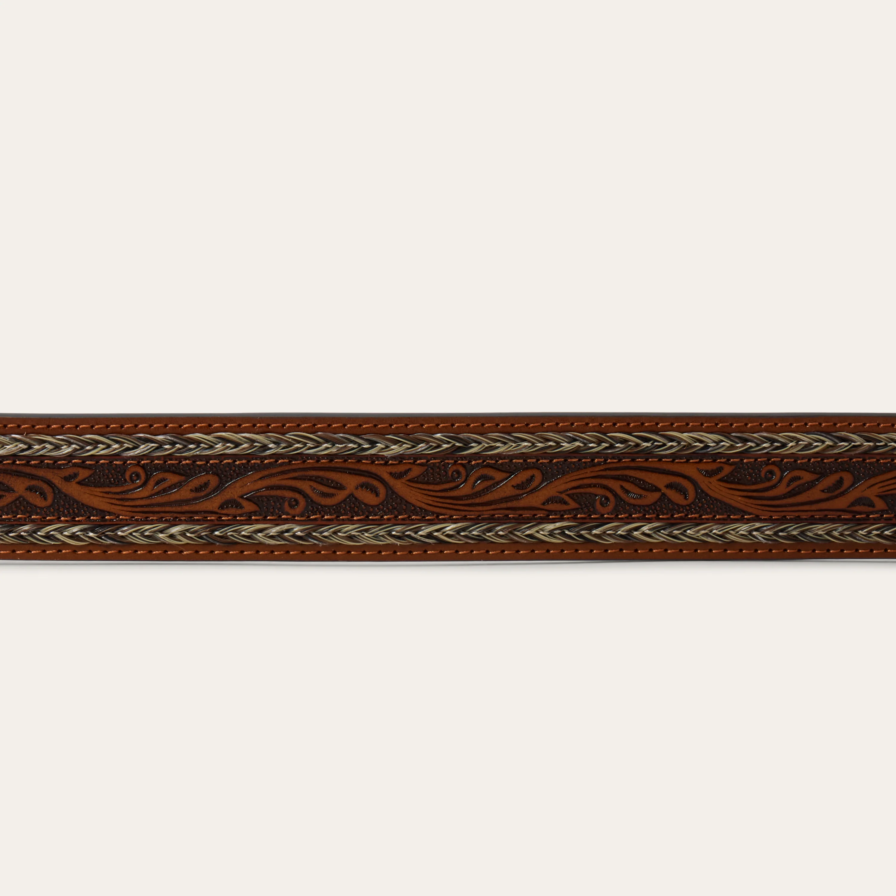 Tooled Horse Hair Braided Edge Belt - Image 5