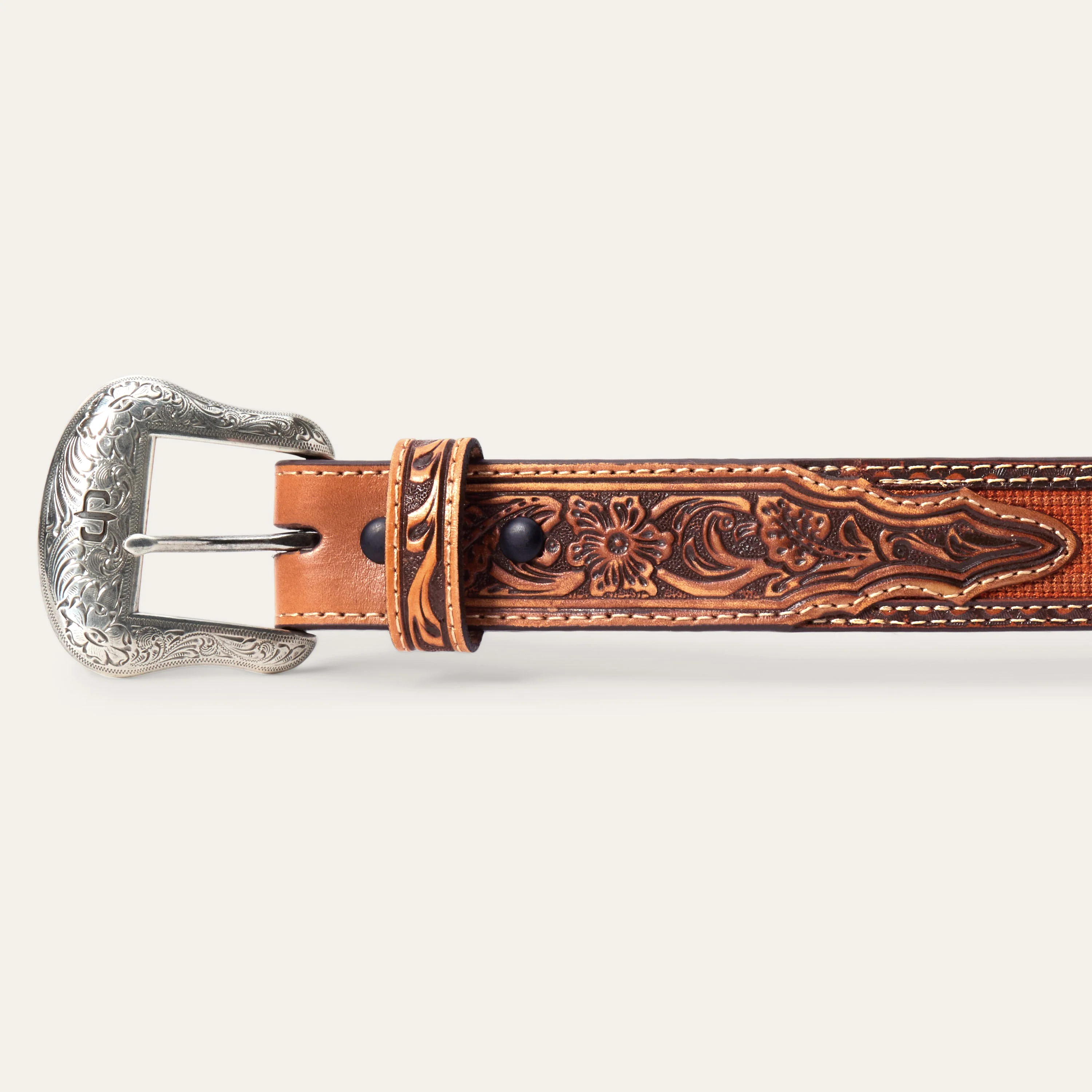 Tooled Tab Embroidered Belt - Image 2