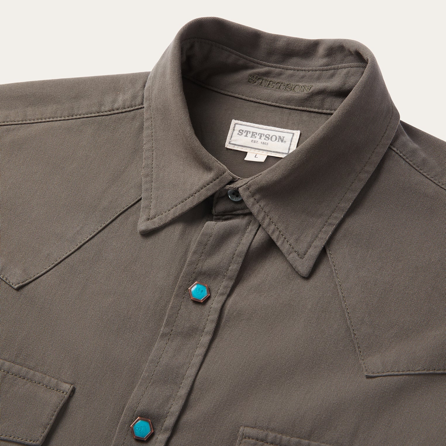Turquoise Snap Twill Western Shirt - Image 4