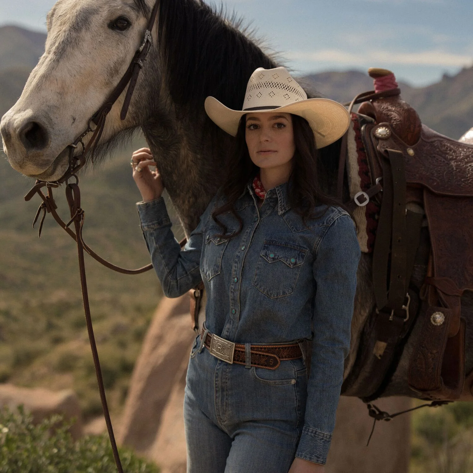 Turquoise Snap Western Denim Shirt - Image 2