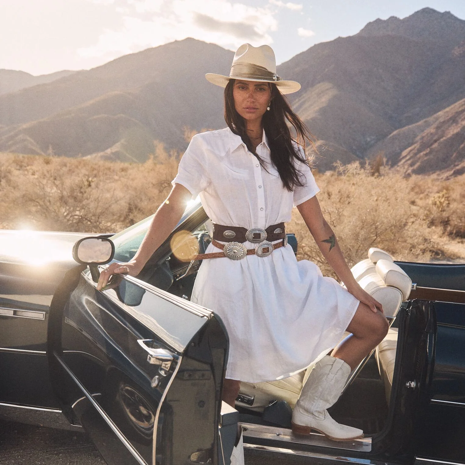 White Linen Shirt Dress - Image 2